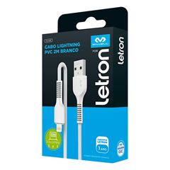 CABO USB LETRON 2,0 METROS PVC LIGHTNING BRANCO VQ-D88