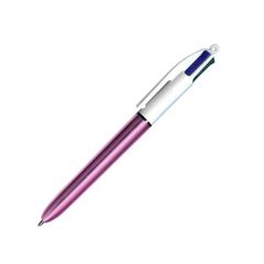 CANETA ESFEROGRAFICA BIC 4 CORES METALICA CORPO ROSA