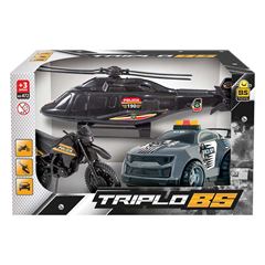 BRINQUEDO CARRO+MOTO+HELICOPTERO TRIPLO BS TOYS