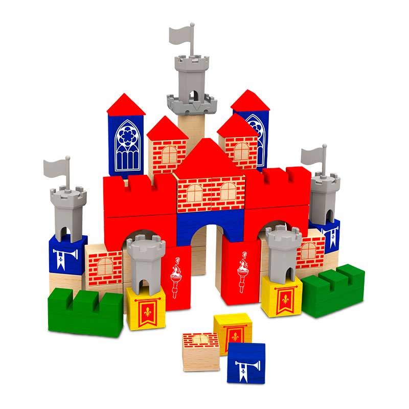 Castelo com 50 blocos de madeira - Brincando de Engenheiro - BLOCOS DE  MONTAR 