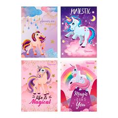 CADERNO 1/4 BROCHURA CAPA DURA 96 FOLHAS UNICORNS MAXIMA