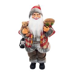 ENFEITE BONECO PAPAI NOEL 60CM RIO MASTER PRESENTE XADREZ/VERMELHO