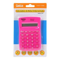 CALCULADORA MAKE+ BOLSO 2827 8 DIGITOS EMBORRACHADA ROSA