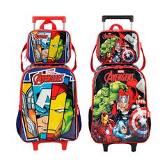 MOCHILA RODA LUXCEL INFANTIL+LANCHEIRA AVENGERS SORTIDA