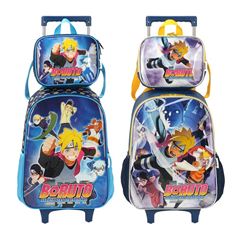 MOCHILA RODA LUXCEL INFANTIL+LANCHEIRA BORUTO SORTIDA