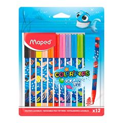 CANETA HIDROGRAFICA 12 CORES MAPED COLOR PEPS OCEAN DECORADA