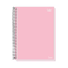 CADERNO 1/4 ESPIRAL CAPA DURA 200 FOLHAS NEUTRO COLORS ROSA TAMOIO