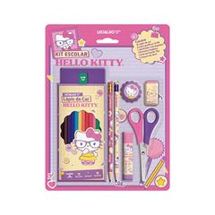 LAPIS 12 CORES LEO&LEO KIT ESCOLAR HELLO KITTY COM 7 PECAS