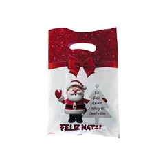 SACOLA PLASTICA DECORADA ALIANCA 20X30 PAPAI NOEL BRANCA