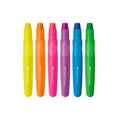 GIZ CERA 6 CORES FABER RETRATIL JUMBO NEON LITTLE CREATIVES