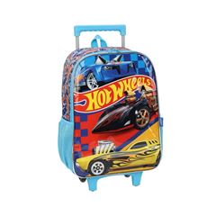 MOCHILA RODA LUXCEL INFANTIL + LANCHEIRA HOT WHEELS AZUL