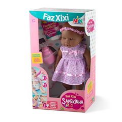 BRINQUEDO BONECA SAPEKINHA FAZ XIXI MILK NEGRA