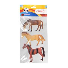 BRINQUEDO KIT CAVALOS PVC GRANDE COM 3 PECAS PICA PAU