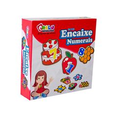 BRINQUEDO ENCAIXE NUMERAIS MADEIRA CARLU 20 PECAS