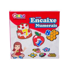 BRINQUEDO ENCAIXE NUMERAIS MADEIRA CARLU 20 PECAS