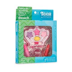 MAQUIAGEM TEEN FENZZA PALETA DE SOMBRAS BATOM E GLOSS BEACH