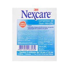 COMPRESSA GAZE NEXCARE 3M ESTERIL 7,5CMX7,5CM COM 5 UNIDADES