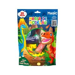 BRINQUEDO MASSA MODELAR KIT MAGIC DINOS