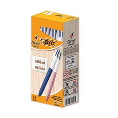 CANETA ESFEROGRAFICA BIC 4 CORES ESTILO MADEIRA CORPO SORTIDO