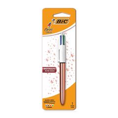 CANETA ESFEROGRAFICA BIC 4 CORES SM METALICA CORPO ROSE GOLD