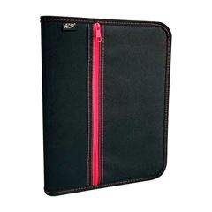 FICHARIO ACP 4 ARGOLAS 600 PRETO/PINK COM ZIPER