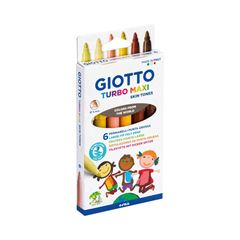 CANETA HIDROGRAFICA GIOTTO 06 CORES TURBO MAXI JUMBO TONS DE PELE