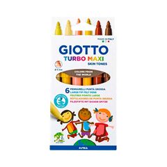 CANETA HIDROGRAFICA GIOTTO 06 CORES TURBO MAXI JUMBO TONS DE PELE