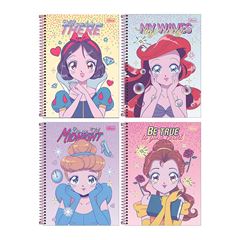 CADERNO 01X1 ESPIRAL CAPA DURA 80 FOLHAS PRINCESAS MANGA 25 TILIBRA