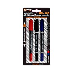 MARCADOR PERMANENTE DUO POINT GRAMPLINE COM 3 CORES AZUL/PRETO/VERMELHO