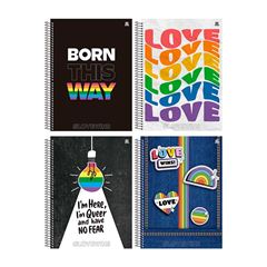 CADERNO CAPA DURA ESPIRAL 10X1 160 FOLHAS #LOVEWINS 25 ANIMATIVA