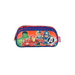 ESTOJO ESCOLAR LUXCEL DUPLO AVENGERS VERMELHO EI41564AG