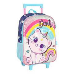 MOCHILA RODA LUXCEL INFANTIL + LANCHEIRA CINDY AZUL