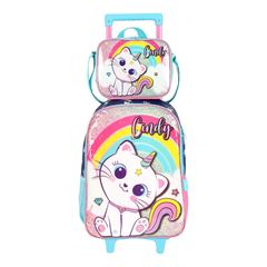 MOCHILA RODA LUXCEL INFANTIL + LANCHEIRA CINDY AZUL