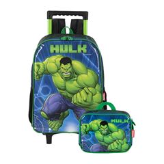 MOCHILA RODA LUXCEL INFANTIL + LANCHEIRA AVENGERS VERDE