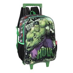 MOCHILA RODA LUXCEL INFANTIL + LANCHEIRA AVENGERS VERDE CLARO