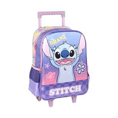 MOCHILA RODA LUXCEL INFANTIL + LANCHEIRA STITCH VIOLETA