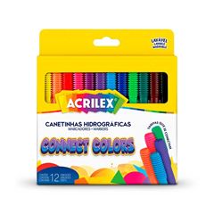 CANETA HIDROGRAFICA ACRILEX 12 CORES CONNECT COLORS