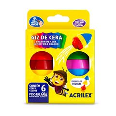 GIZ CERA 06 CORES JUMBO GIZ ACRILEX FOGUETE