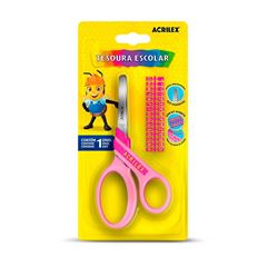 TESOURA ESCOLAR 22543 ACRILEX LETRAS ROSA