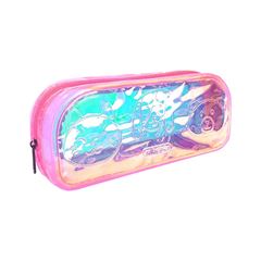 ESTOJO ESCOLAR TRILHARTY MEIA LUA HOLOGRAFICO PETS PINK NEON