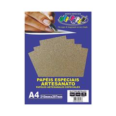 PAPEL GLITER METALICO 250G A4 10 FOLHAS OFF PAPER OURO