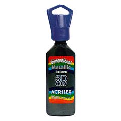 TINTA RELEVO DIMENSIONAL METALLIC ACRILEX PRETO 520