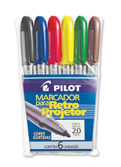 MARCADOR RETRO PROJETOR PILOT 2.0MM COM 6 CORES SORTIDO