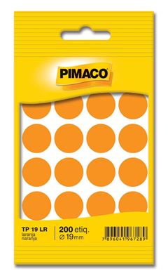 ETIQUETA ADESIVA REDONDA PIMACO TP19 10 FOLHAS LARANJA