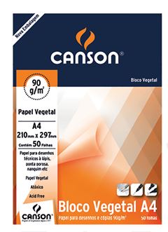 PAPEL VEGETAL 90G A4 50 FOLHAS CANSON