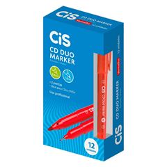 MARCADOR PERMANENTE CD/DVD CIS DUO 1.0MM /0.4MM VERMELHO