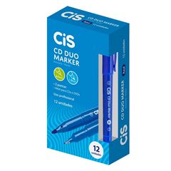 MARCADOR PERMANENTE CD/DVD CIS DUO 1.0MM /0.4MM AZUL