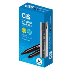 MARCADOR PERMANENTE CD/DVD CIS DUO 1.0MM /0.4MM PRETO