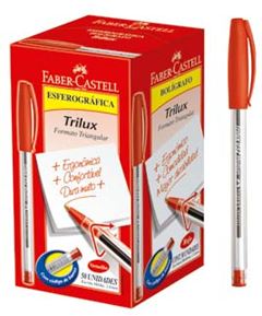 CANETA ESFEROGRAFICA FABER TRILUX MEDIUM VERMELHA