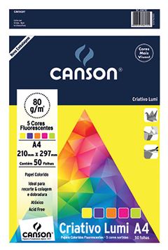 PAPEL CRIATIVO LUMI CANSON 75G A4 50 FOLHAS CORES